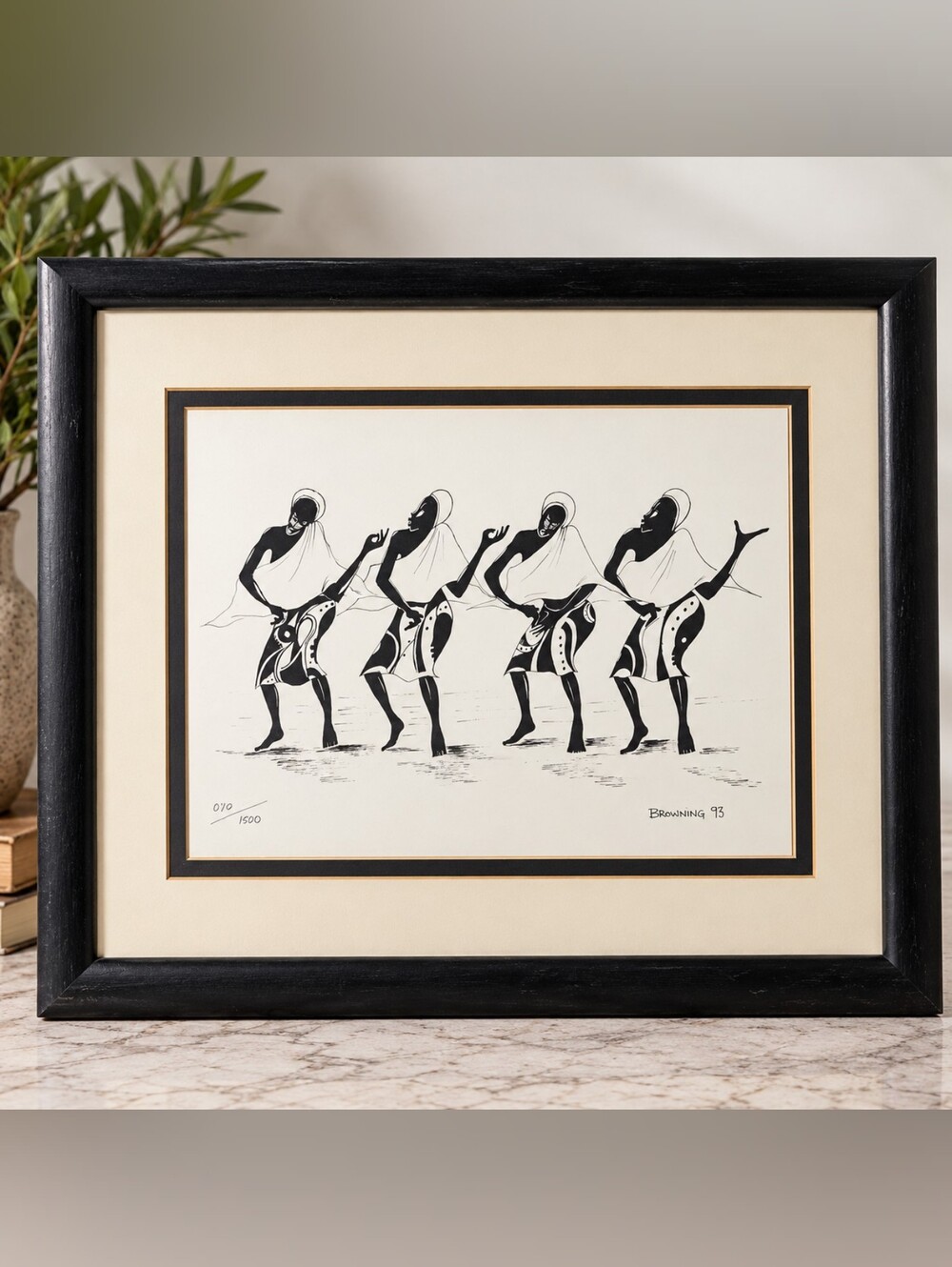 Browning Kofi Ghana African Dancers 1993 Signed Numbered Framed Art Print Pier 1